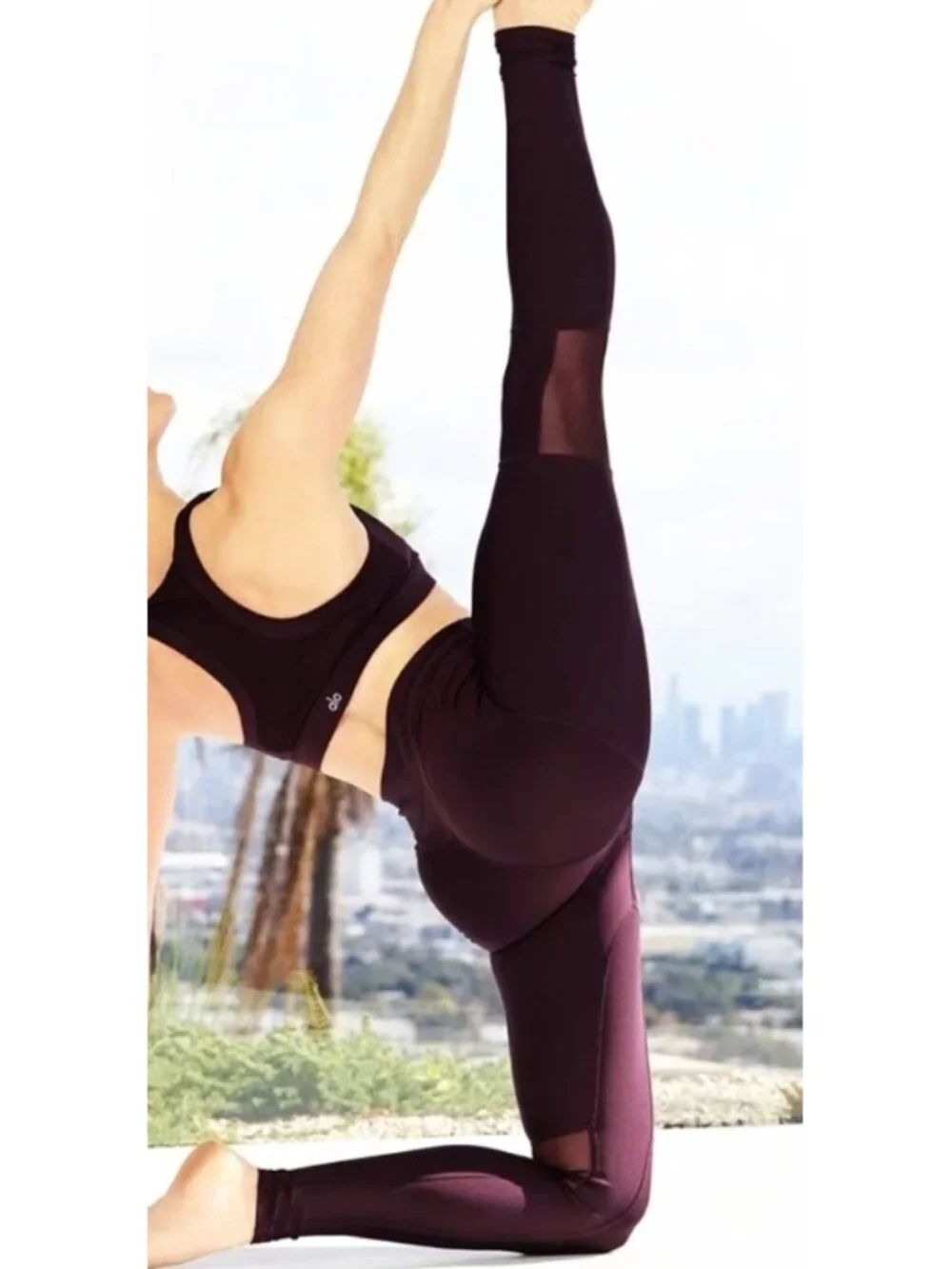 Alo Airlift High-Waist Embody Legging Oxblood Mesh Cut-Outs Cutouts Hi-Rise Pant